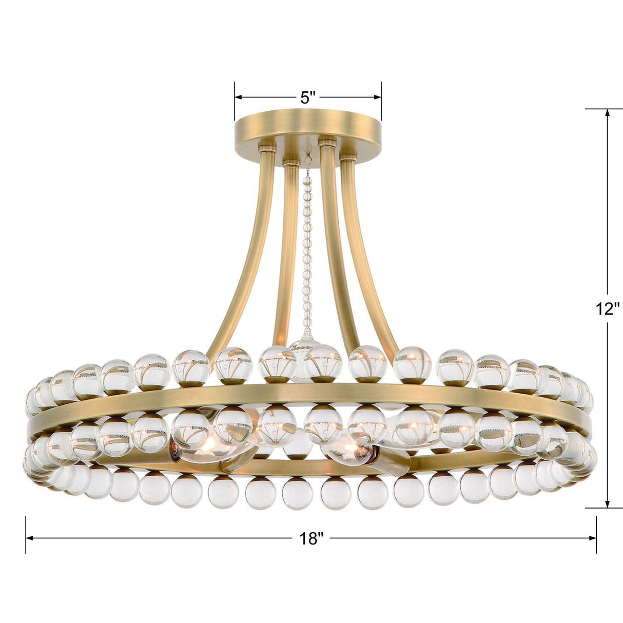 Clover 4 Light Aged Brass Semi Flush Mount CLO-8894-AG