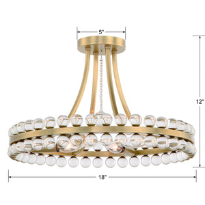 Clover 4 Light Aged Brass Semi Flush Mount CLO-8894-AG