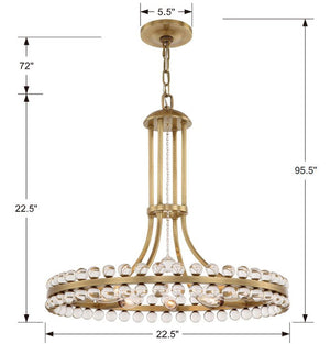 Clover 8 Light Aged Brass Chandelier CLO-8898-AG