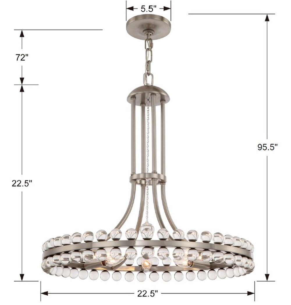 Clover 8 Light Aged Brass Chandelier CLO-8898-AG