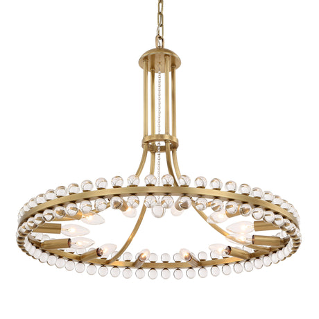 Clover 12 Light Aged Brass Chandelier CLO-8899-AG