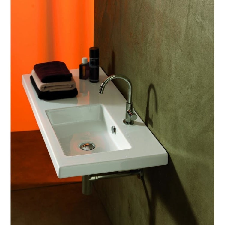 Rectangular White Ceramic Wall Mounted or Drop In Sink