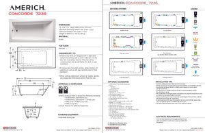 Americh CN7236TA5-BI Concorde 7236 - Tub Only / Airbath 5 - Biscuit