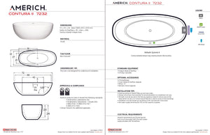 Americh CO7232T2-WH Contura II 7232 - Tub Only - White