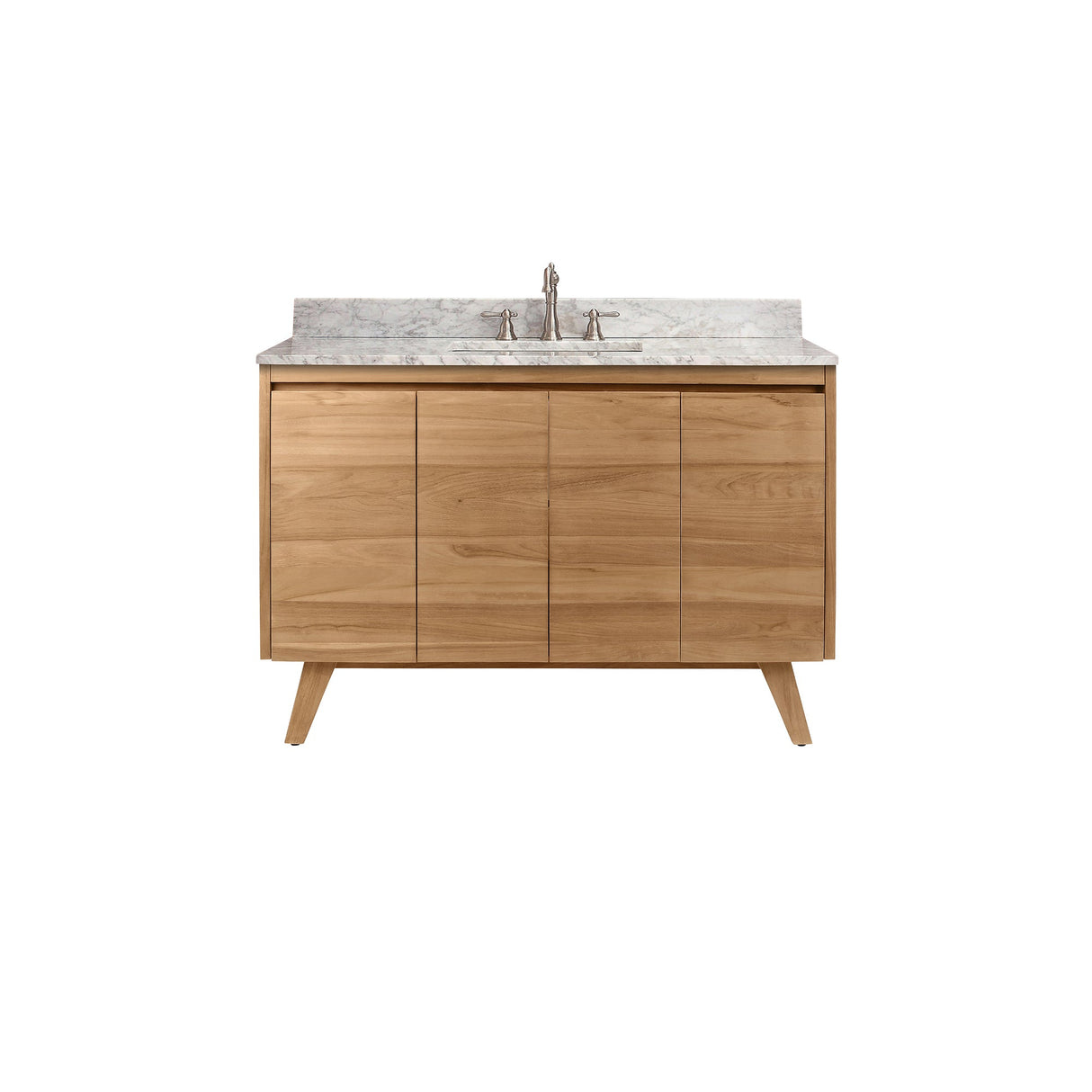 Avanity Coventry 49 in. Vanity Combo in Natural Teak with Carrara White Marble Top