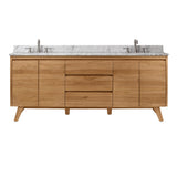 Avanity Coventry 73 in. Vanity Combo in Natural Teak with Carrara White Marble Top