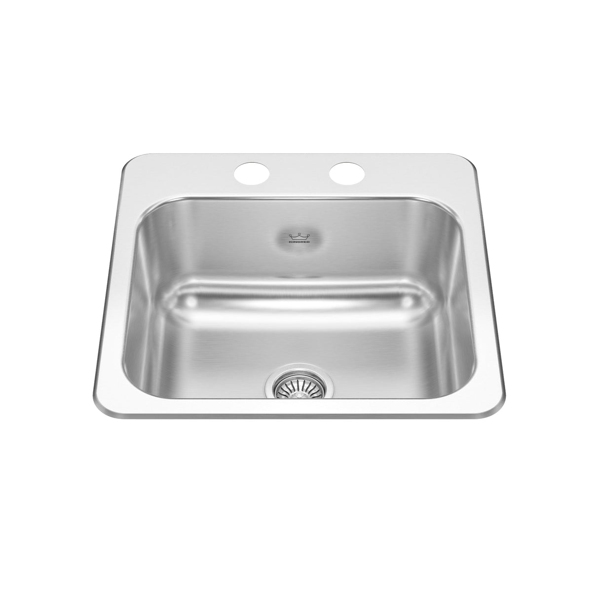 KINDRED CSLA1515-6-2CBN Creemore 15-in LR x 15-in FB x 6-in DP Drop In Single Bowl 2-Hole Stainless Steel Hospitality Sink In Commercial Satin Finish