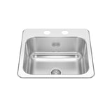 KINDRED CSLA1515-6-2CBN Creemore 15-in LR x 15-in FB x 6-in DP Drop In Single Bowl 2-Hole Stainless Steel Hospitality Sink In Commercial Satin Finish
