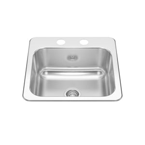 KINDRED CSLA1515-6-2CBN Creemore 15-in LR x 15-in FB x 6-in DP Drop In Single Bowl 2-Hole Stainless Steel Hospitality Sink In Commercial Satin Finish
