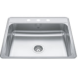 KINDRED CSLA2522-7-3N Creemore 25-in LR x 22-in FB x 7-in DP Drop In Single Bowl 3-Hole Stainless Steel Kitchen Sink In Commercial Satin Finish