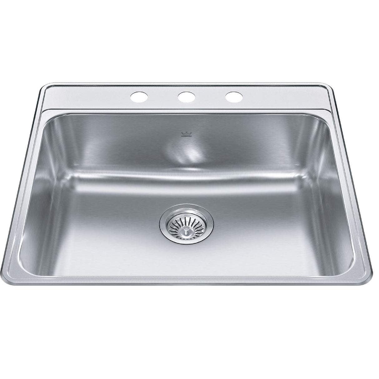 KINDRED CSLA2522-8-3CBN Creemore 25-in LR x 22-in FB x 8-in DP Drop In Single Bowl 3-Hole Stainless Steel Kitchen Sink In Commercial Satin Finish