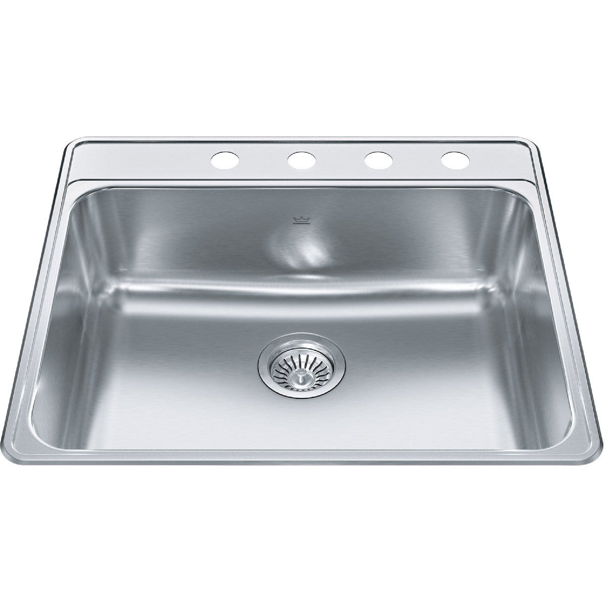KINDRED CSLA2522-8-4CBN Creemore 25-in LR x 22-in FB x 8-in DP Drop In Single Bowl 4-Hole Stainless Steel Kitchen Sink In Commercial Satin Finish