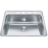 KINDRED CSLA2522-8-4CBN Creemore 25-in LR x 22-in FB x 8-in DP Drop In Single Bowl 4-Hole Stainless Steel Kitchen Sink In Commercial Satin Finish