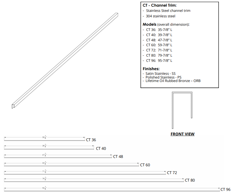 Infinity Drain CT 80 Stainless Steel Channel Trim 80"