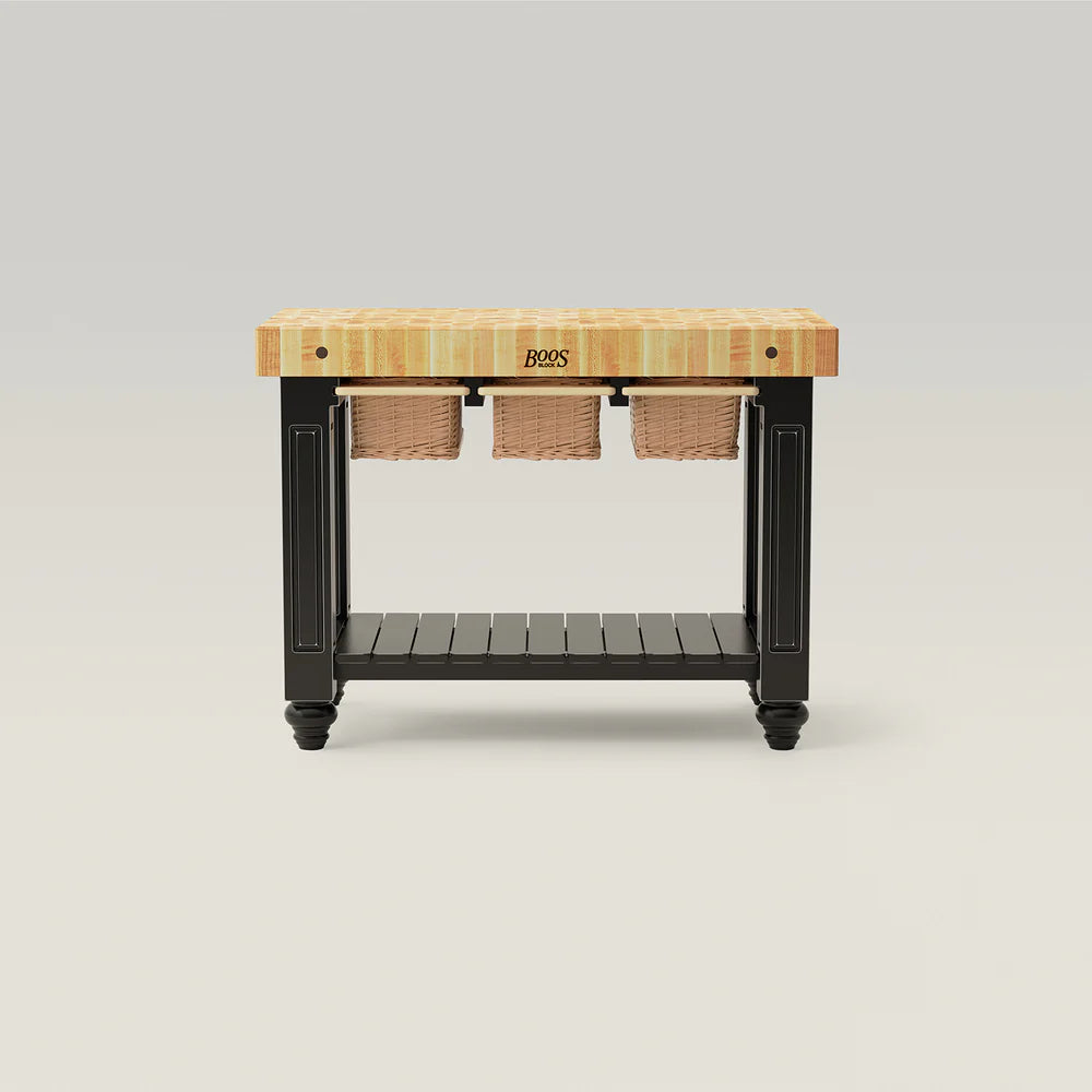 John Boos CU-GB4824-BK American Heritage Kitchen Island with Butcher Block Top Base Finish: Caviar Black