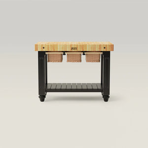 John Boos CU-GB4824-BK American Heritage Kitchen Island with Butcher Block Top Base Finish: Caviar Black