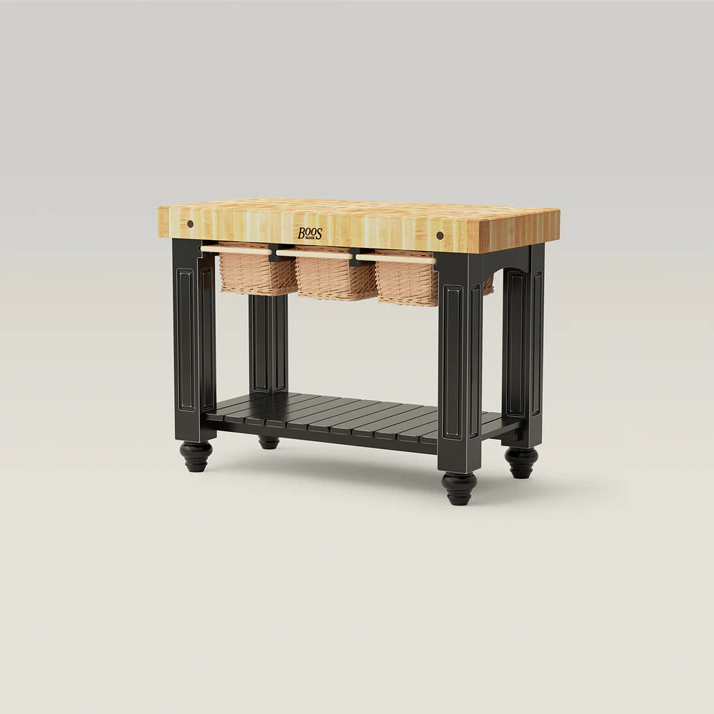 John Boos CU-GB4824-BK American Heritage Kitchen Island with Butcher Block Top Base Finish: Caviar Black