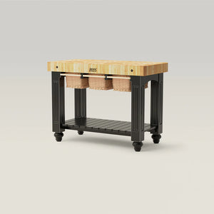John Boos CU-GB4824-BK American Heritage Kitchen Island with Butcher Block Top Base Finish: Caviar Black