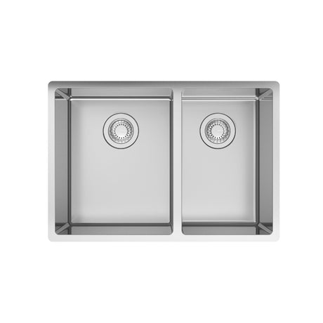 FRANKE CUX16024 Cube 25.65-in. x 17.7-in. 18 Gauge Stainless Steel Undermount Double Bowl Kitchen Sink - CUX16024 In Pearl