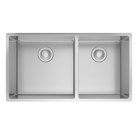 FRANKE CUX16032 Cube 32.56-in. x 17.7-in. 18 Gauge Stainless Steel Undermount Double Bowl Kitchen Sink - CUX16032 In Pearl