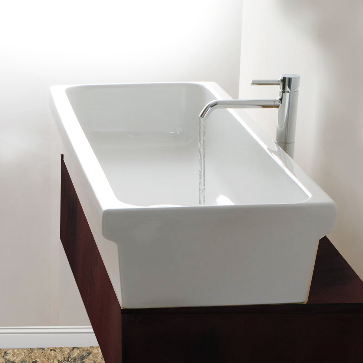 Nantucket Sinks 35.5 Inch Rectangular Italian Fireclay Vessel Sink