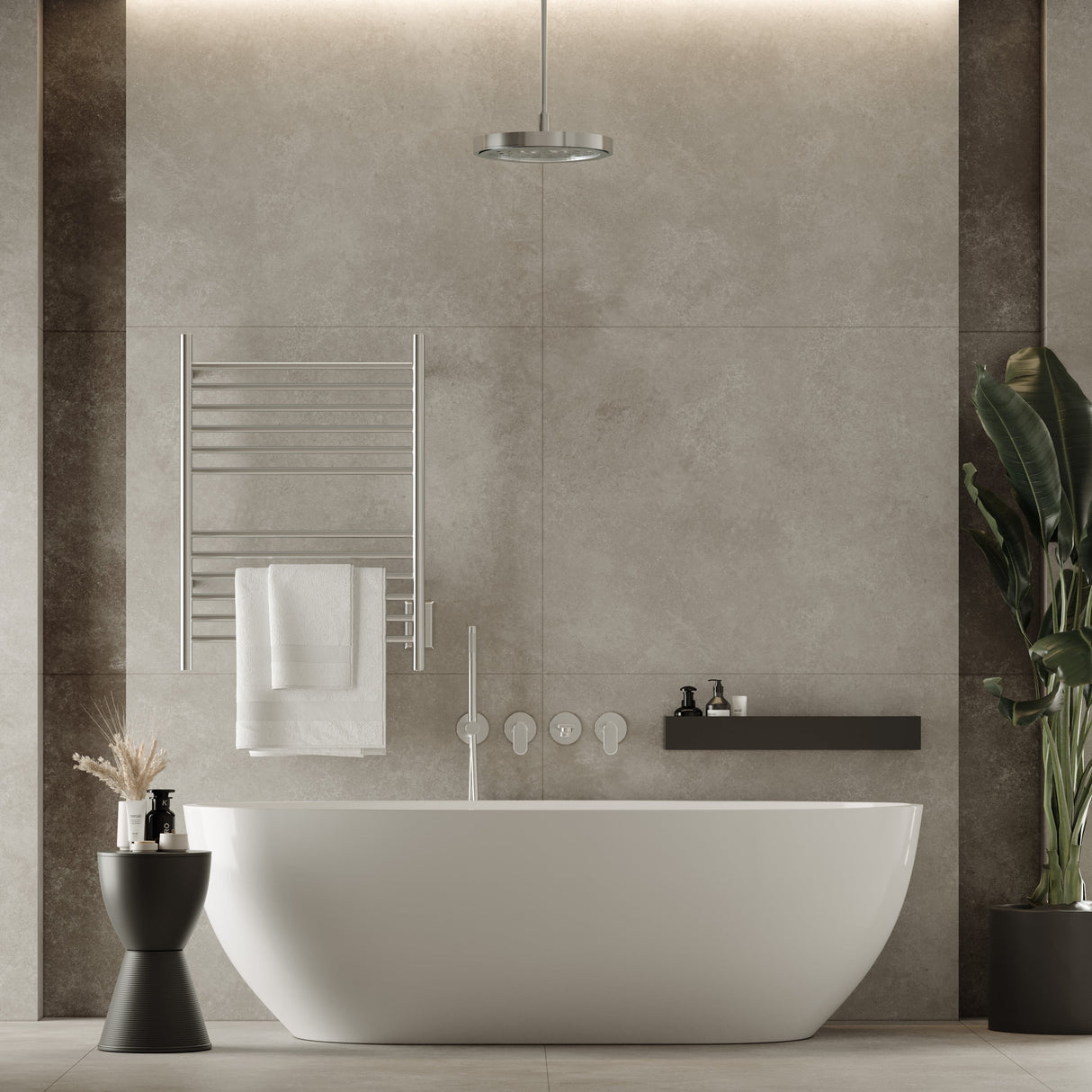 Amba Products Cape Model Cape2332 Straight 12-Bar Hardwired & Plug-in Combo Towel Warmer - 4.625 x 23.875 x 31.5 in. - Brushed Finish