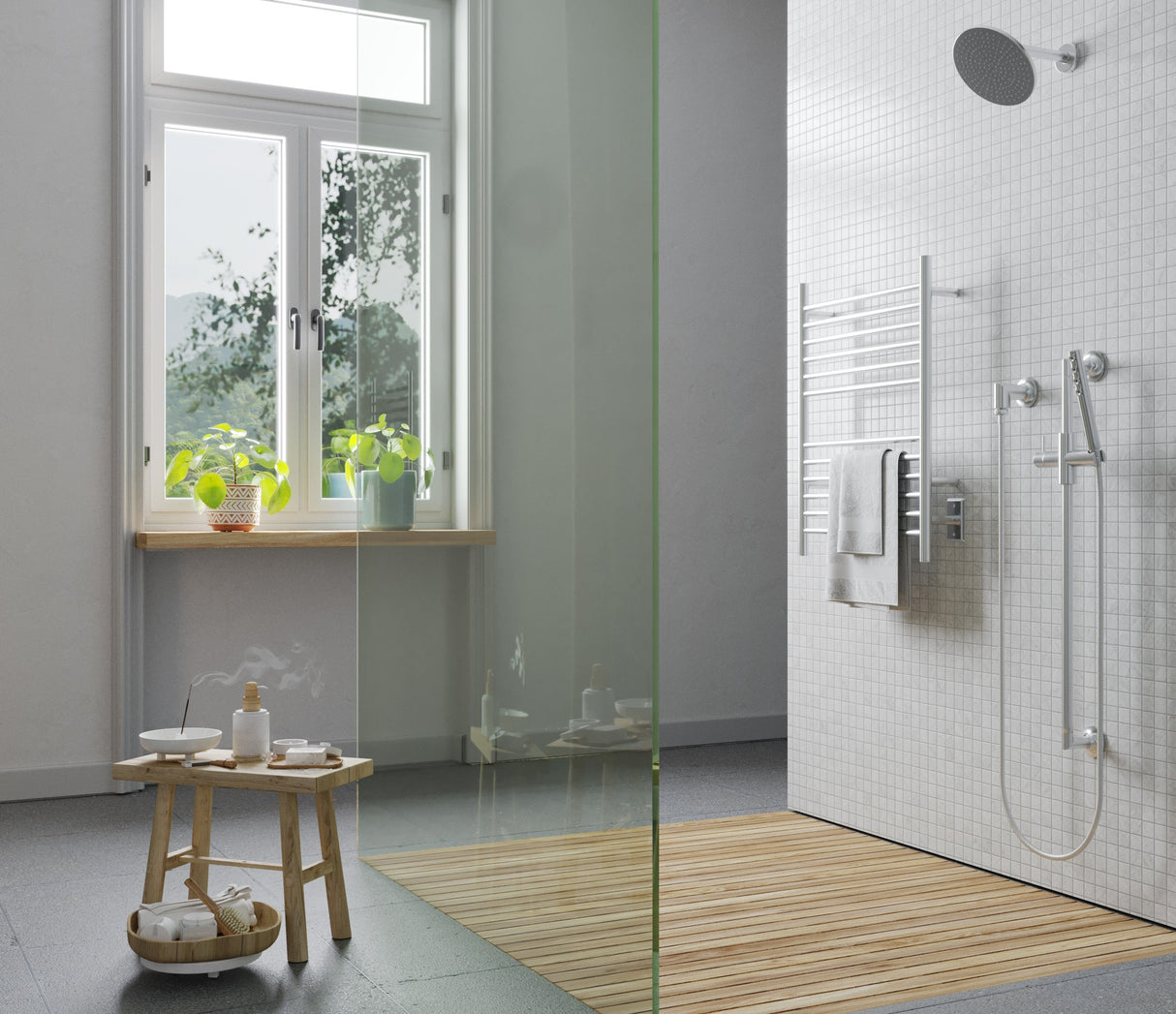 Amba Products Cape Model Cape2332 Straight 12-Bar Hardwired & Plug-in Combo Towel Warmer - 4.625 x 23.875 x 31.5 in. - Brushed Finish
