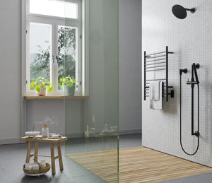 Amba Products Cape Model Cape2332 Straight 12-Bar Hardwired & Plug-in Combo Towel Warmer - 4.625 x 23.875 x 31.5 in. - Matte Black Finish