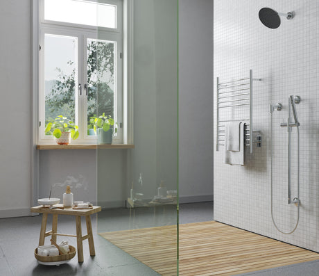 Amba Products Cape Model Cape2332 Straight 12-Bar Hardwired & Plug-in Combo Towel Warmer - 4.625 x 23.875 x 31.5 in. - Polished Finish