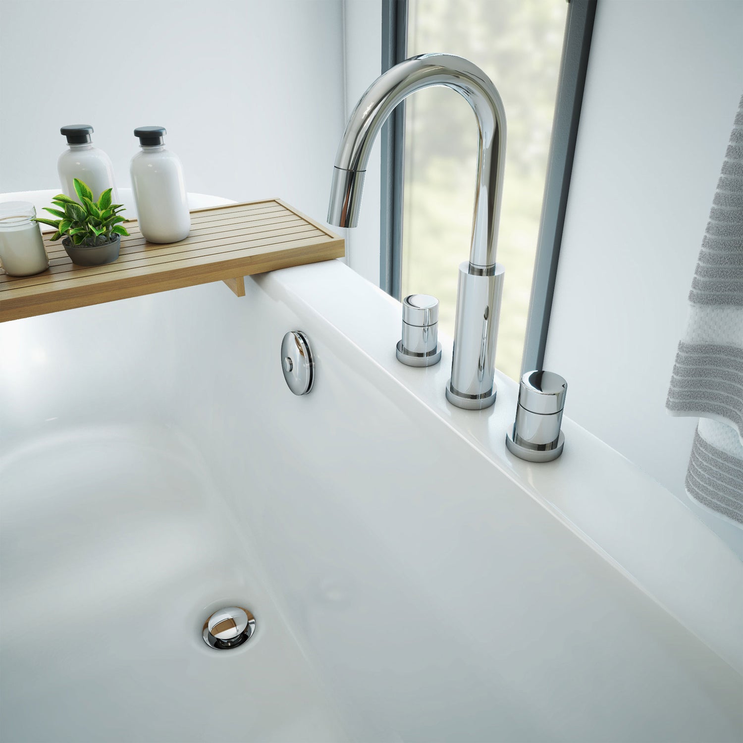 DreamLine Caribbean 66 in. L x 23 in. H White Acrylic Freestanding Bathtub