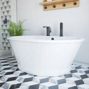 DreamLine Caribbean 60 in. L x 23 in. H White Acrylic Freestanding Bathtub