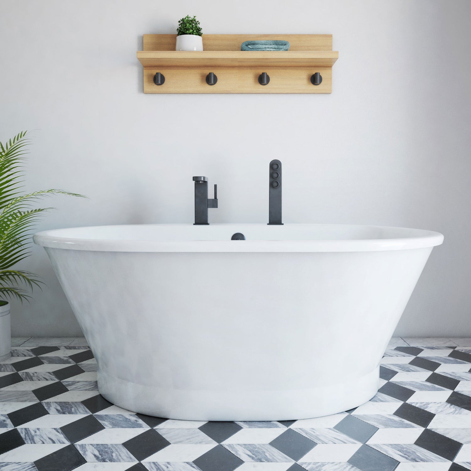 DreamLine Caribbean 60 in. L x 23 in. H White Acrylic Freestanding Bathtub