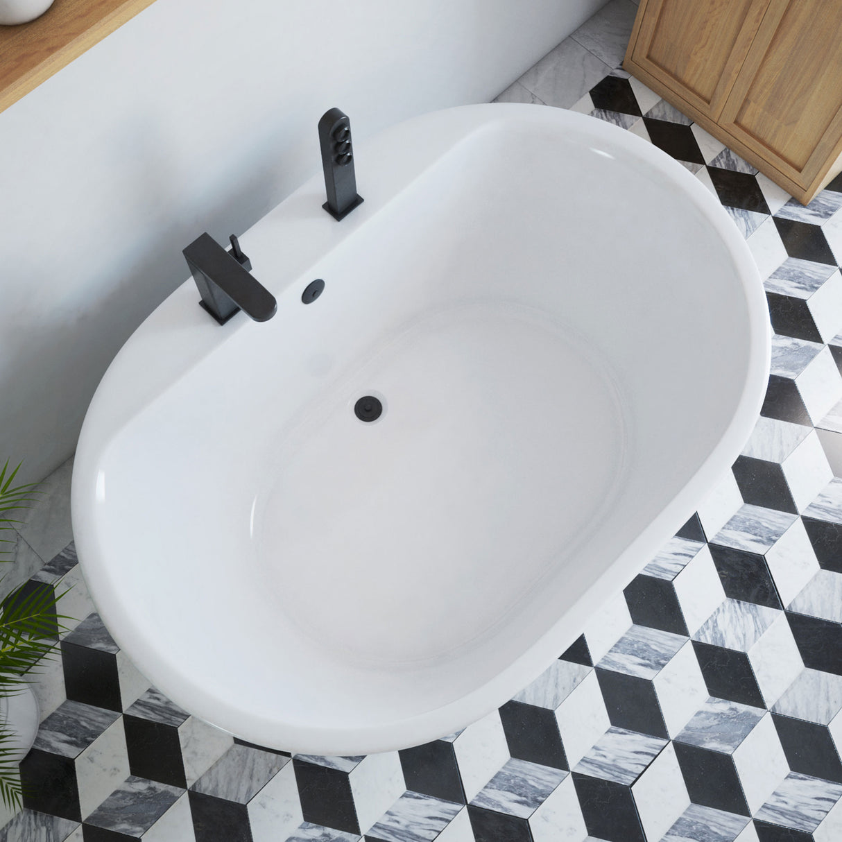 DreamLine Caribbean 60 in. L x 23 in. H White Acrylic Freestanding Bathtub