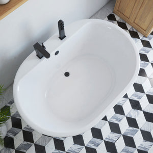 DreamLine Caribbean 60 in. L x 23 in. H White Acrylic Freestanding Bathtub