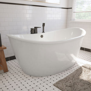 DreamLine Caspian 66 in. L x 27 in. H White Acrylic Freestanding Bathtub