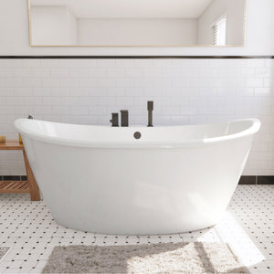 DreamLine Caspian 66 in. L x 27 in. H White Acrylic Freestanding Bathtub