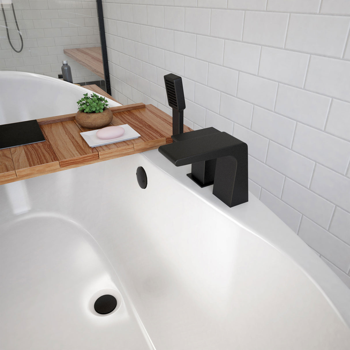 DreamLine Caspian 66 in. L x 27 in. H White Acrylic Freestanding Bathtub