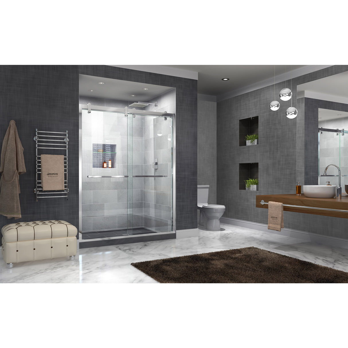 DreamLine Cavalier 56-60 in. W x 77 3/8 in. H Semi-Frameless Bypass Sliding Shower Door in Polished Stainless Steel