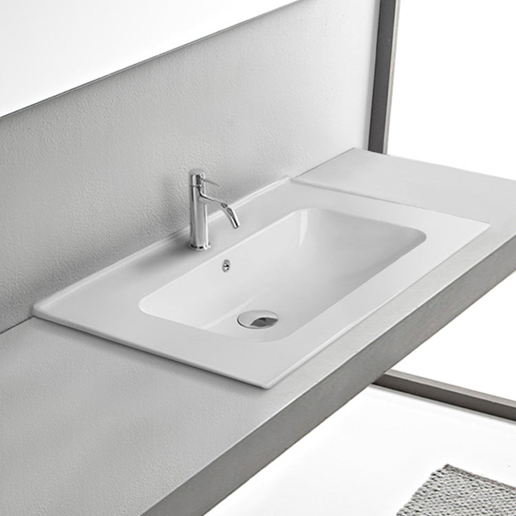 Drop In Bathroom Sink, Rectangular, Modern