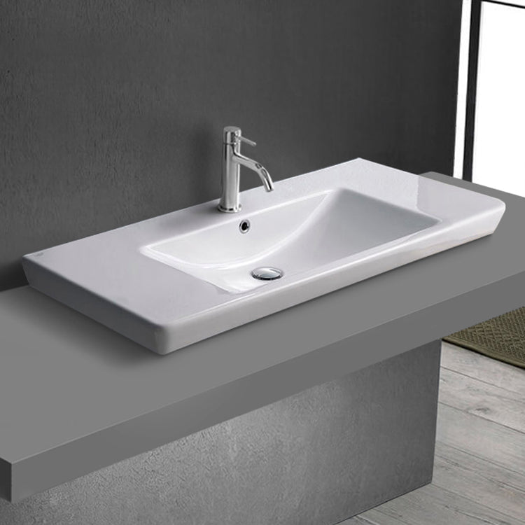 Drop In Sink in Ceramic, Modern, With Counter Space