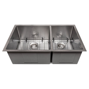 ZLINE 33 in. Chamonix Undermount Double Bowl Kitchen Sink with Bottom Grid (SR60D-33)