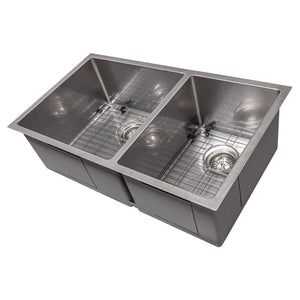 ZLINE 33 in. Chamonix Undermount Double Bowl Kitchen Sink with Bottom Grid (SR60D-33)-Kitchen Sinks-SR60D-33S ZLINE Kitchen and Bath