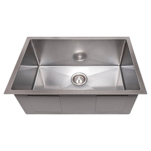 ZLINE Meribel 27 in. Undermount Single Bowl Scratch Resistant Stainless Steel Kitchen Sink with Bottom Grid (SRS-27S)