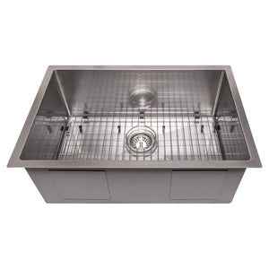 ZLINE Meribel 27 in. Undermount Single Bowl Scratch Resistant Stainless Steel Kitchen Sink with Bottom Grid (SRS-27S)