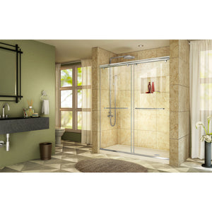 DreamLine Charisma 36 in. D x 60 in. W x 78 3/4 in. H Frameless Bypass Shower Door in Chrome with Right Drain Biscuit Base