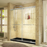 DreamLine Charisma 30 in. D x 60 in. W x 78 3/4 in. H Frameless Bypass Shower Door in Chrome with Right Drain Black Base
