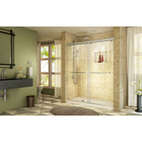 DreamLine Charisma 36 in. D x 60 in. W x 78 3/4 in. H Frameless Bypass Shower Door in Brushed Nickel with Left Drain Biscuit Base