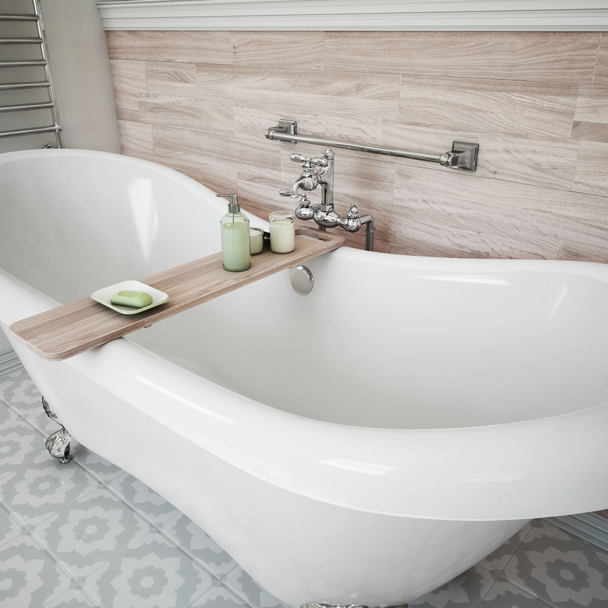 DreamLine Chesapeake 69 in. L x 31 in. H Acrylic Freestanding Bathtub with Chrome Finish