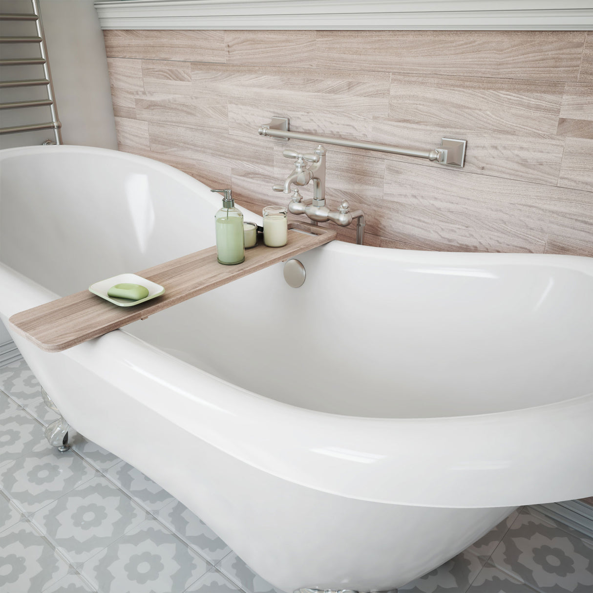 DreamLine Chesapeake 69 in. L x 31 in. H Acrylic Freestanding Bathtub with Brushed Nickel Finish