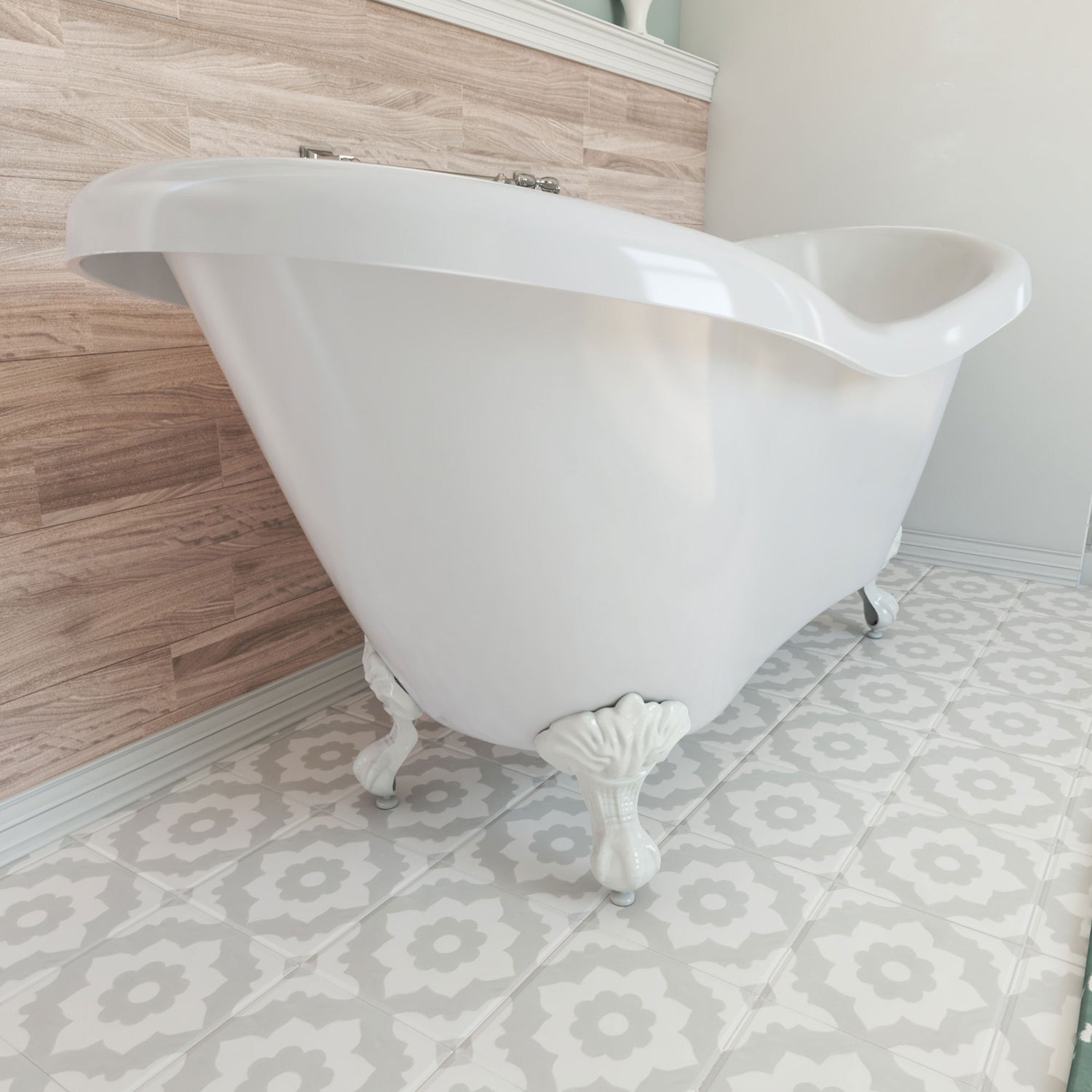 DreamLine Chesapeake 69 in. L x 31 in. H Acrylic Freestanding Bathtub with White Finish